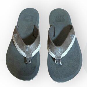Reef Cushion Dawn Grey Leather Flip Flops EVA Rubber Outsole Sandals Size Mens 8